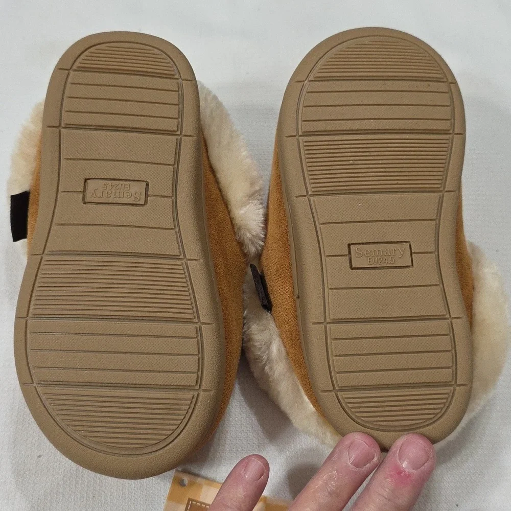 NWT Semary Kids Toddlers Memory Foam Faux Fur-Lined Slippers Sz EU 24.5/US 7.5-8